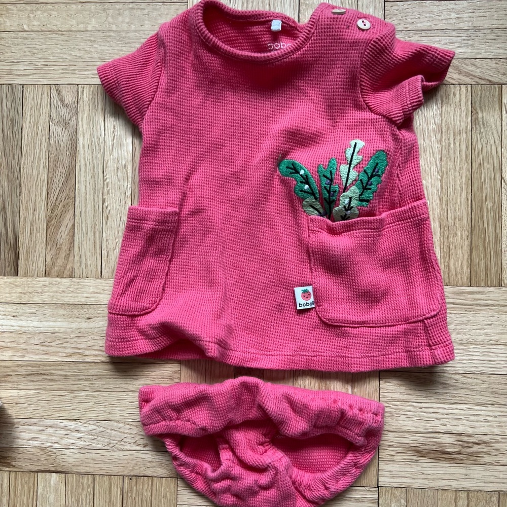 Boboli pink shirt and bottom 9m